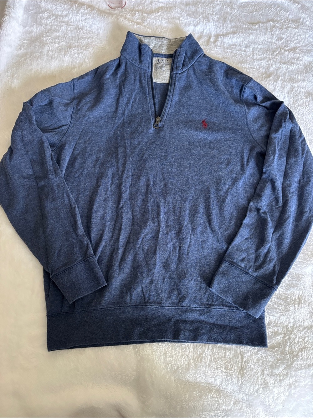 Polo by Ralph Lauren Navy Half-Zip Sweater with Red Pony